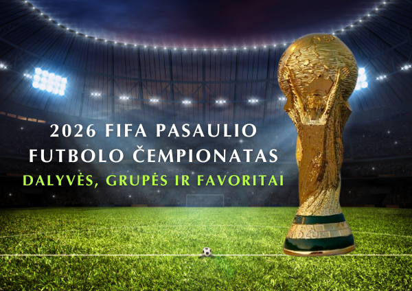 2026 FIFA Pasaulio futbolo čempionatas 48 dalyvės, grupės ir favoritai